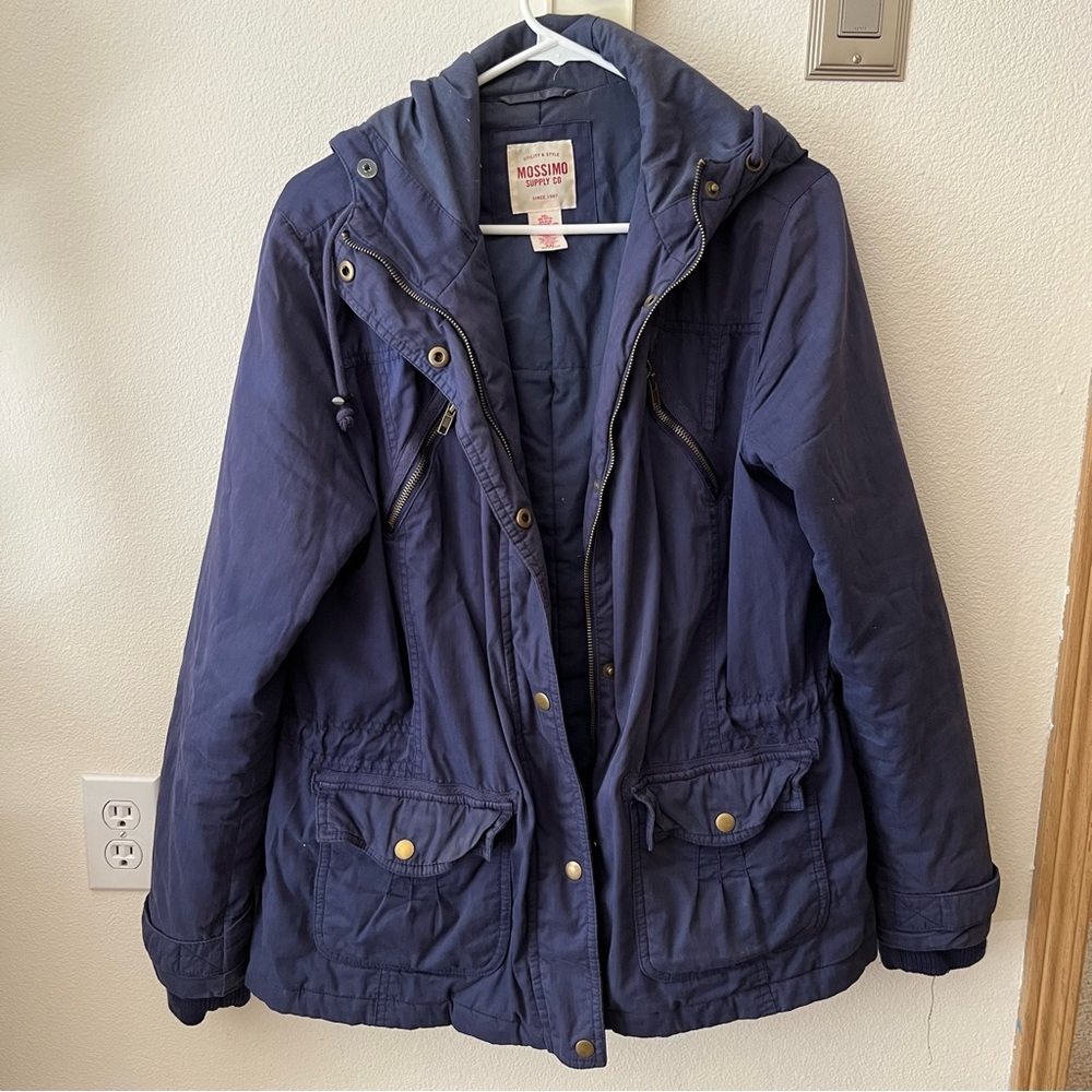 Mossimo Supply Co. Blue Utility Jacket with Hood Vintage Target